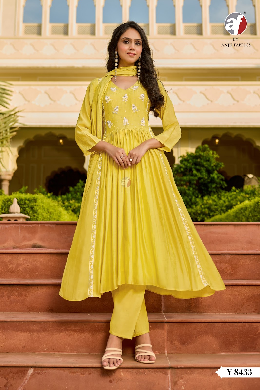 Y 8433 Af Chanderi Readymade Anarkali Suits Wholesaler India