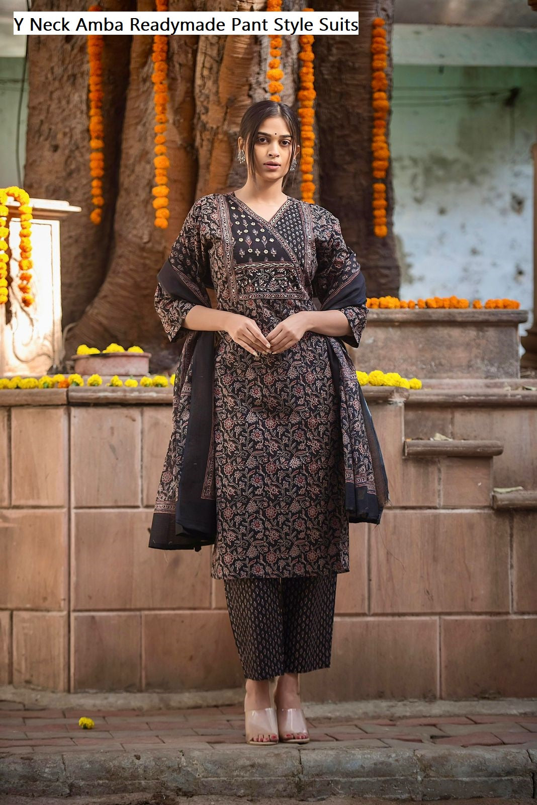 Y Neck Amba Pure Cotton Readymade Pant Style Suits Exporter Gujarat