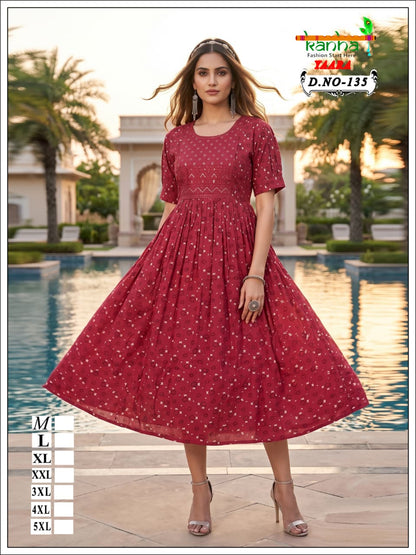 Yaara Kanha Liva Reyon Anarkali Kurtis Wholesale Price