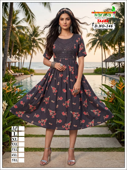 Yaara Kanha Liva Reyon Anarkali Kurtis Wholesale Price