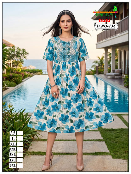 Yaara Kanha Liva Reyon Anarkali Kurtis Wholesale Price
