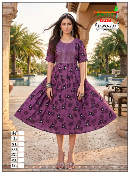 Yaara Kanha Liva Reyon Anarkali Kurtis Wholesale Price