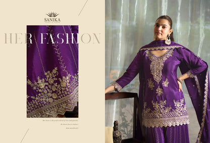 Yaari Sanika Fashion Chinnon Silk Readymade Plazzo Style Suits Exporter India