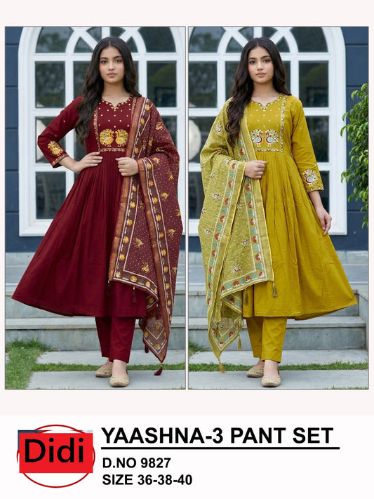 Yaashna 3 Dn 9827 Didi Cotton Girls Readymade Anarkali Suits Exporter India