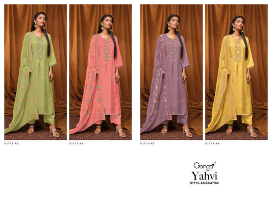 Yahvi S1713 Ganga Bemberg Silk Plazzo Style Suits Wholesale Price