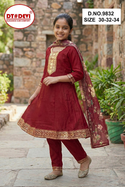 Yaksha 2 Dn 9832 Dt Devi Roman Simmer Girls Readymade Pant Suits Exporter India