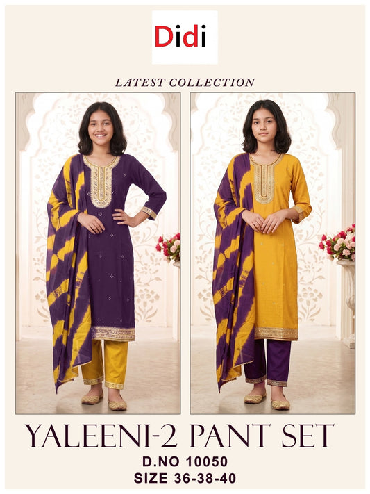 Yaleeni 2 Dn 10050 Didi Rayon 22Kg Girls Readymade Pant Suits Manufacturer India