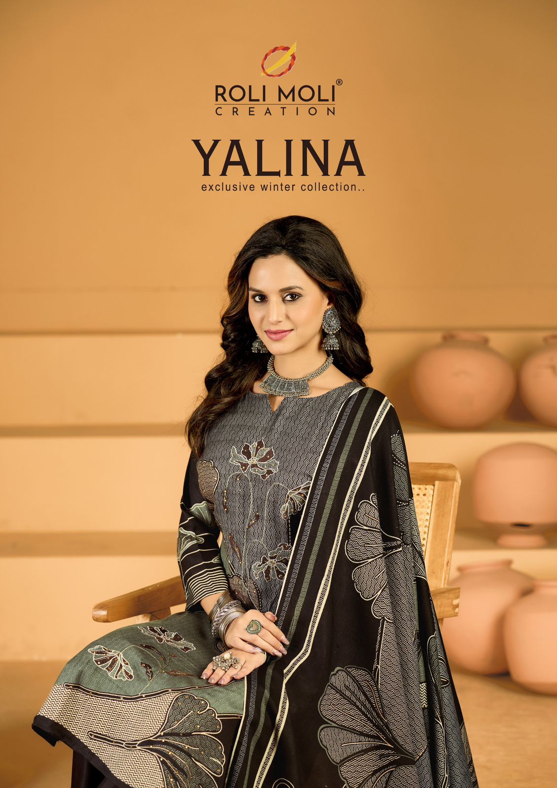 Yalina 2025 Roli Moli Pure Viscose Pashmina Suits Wholesaler Gujarat