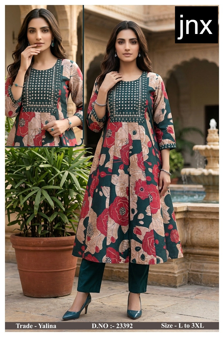 Yalina Jnx Vertican Kurti Pant Set Exporter Ahmedabad