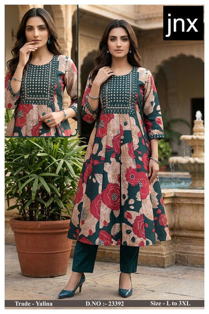 Yalina Jnx Vertican Kurti Pant Set Exporter Ahmedabad