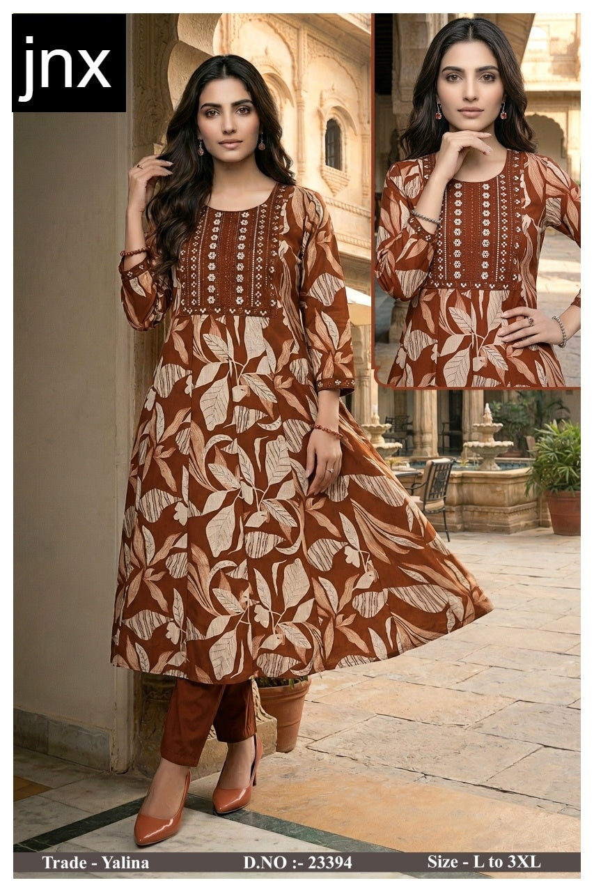Yalina Jnx Vertican Kurti Pant Set Exporter Ahmedabad