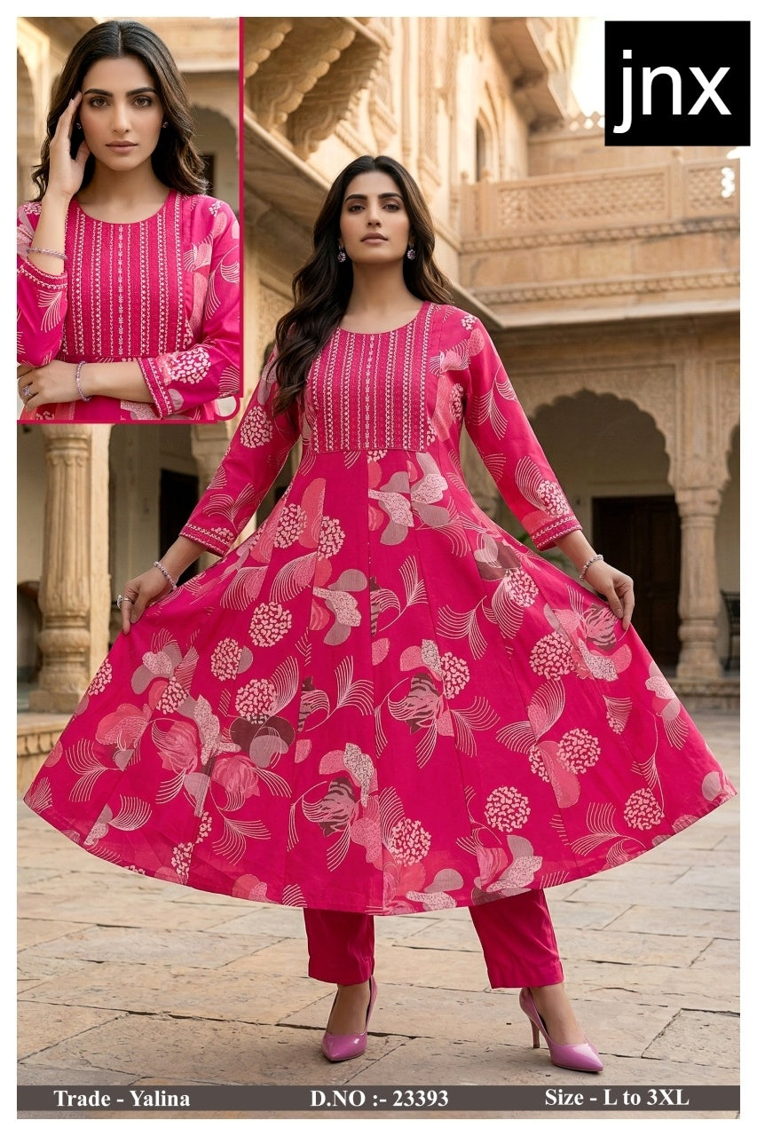 Yalina Jnx Vertican Kurti Pant Set Exporter Ahmedabad