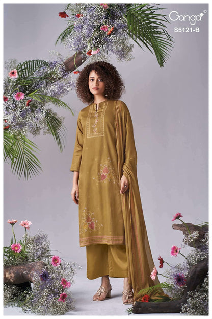 Yalina S5121 Ganga Cotton Satin Pant Style Suits Exporter