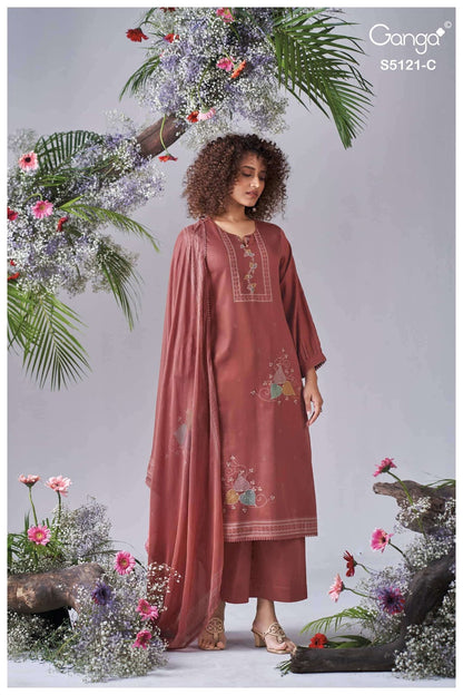 Yalina S5121 Ganga Cotton Satin Pant Style Suits Exporter