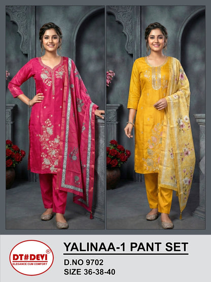 Yalinaa 1 Dn 9702 Dt Devi Roman Girls Readymade Pant Suits Wholesaler