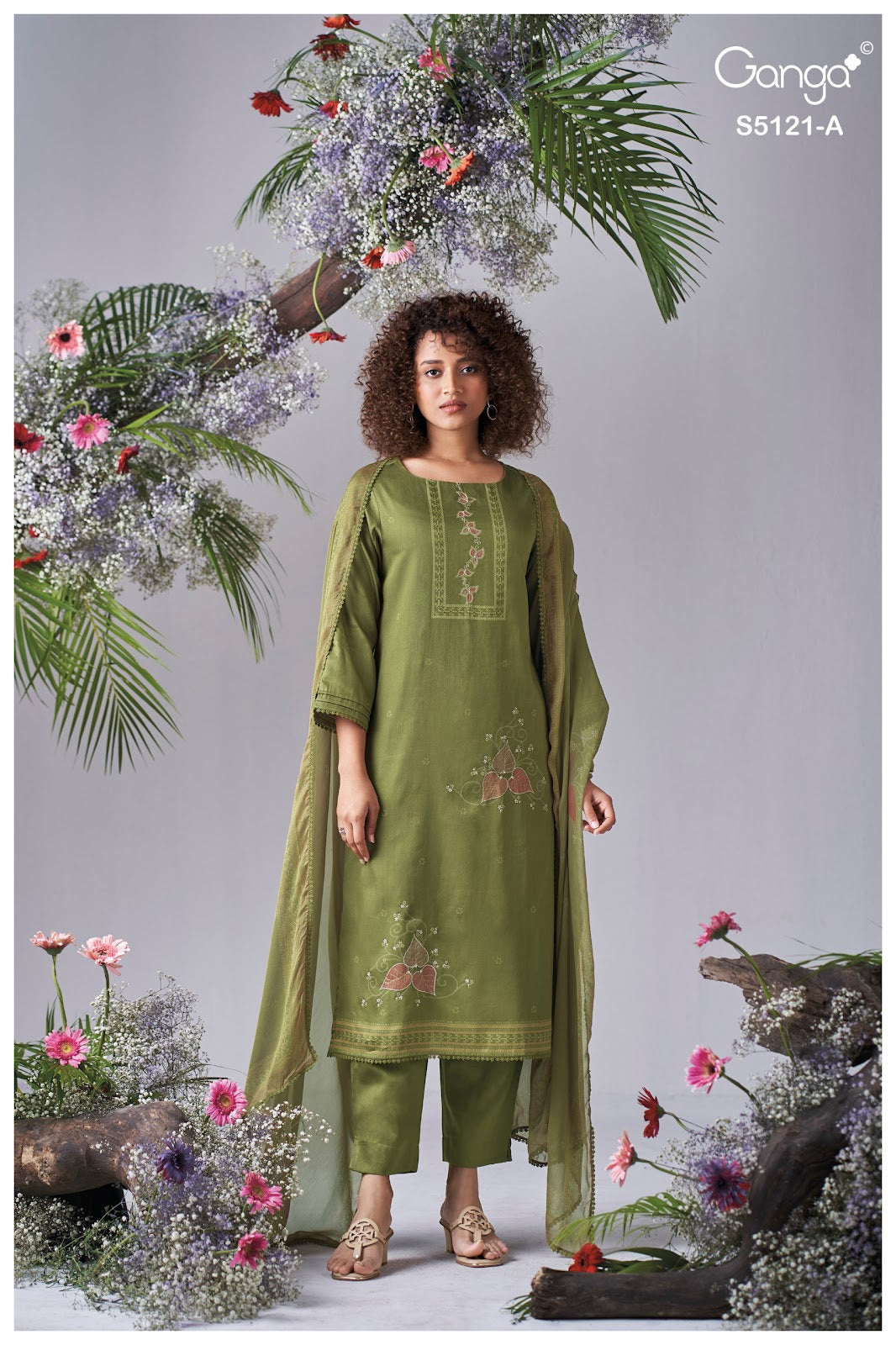 Yalini S5121 Ganga Cotton Satin Pant Style Suits Supplier Ahmedabad