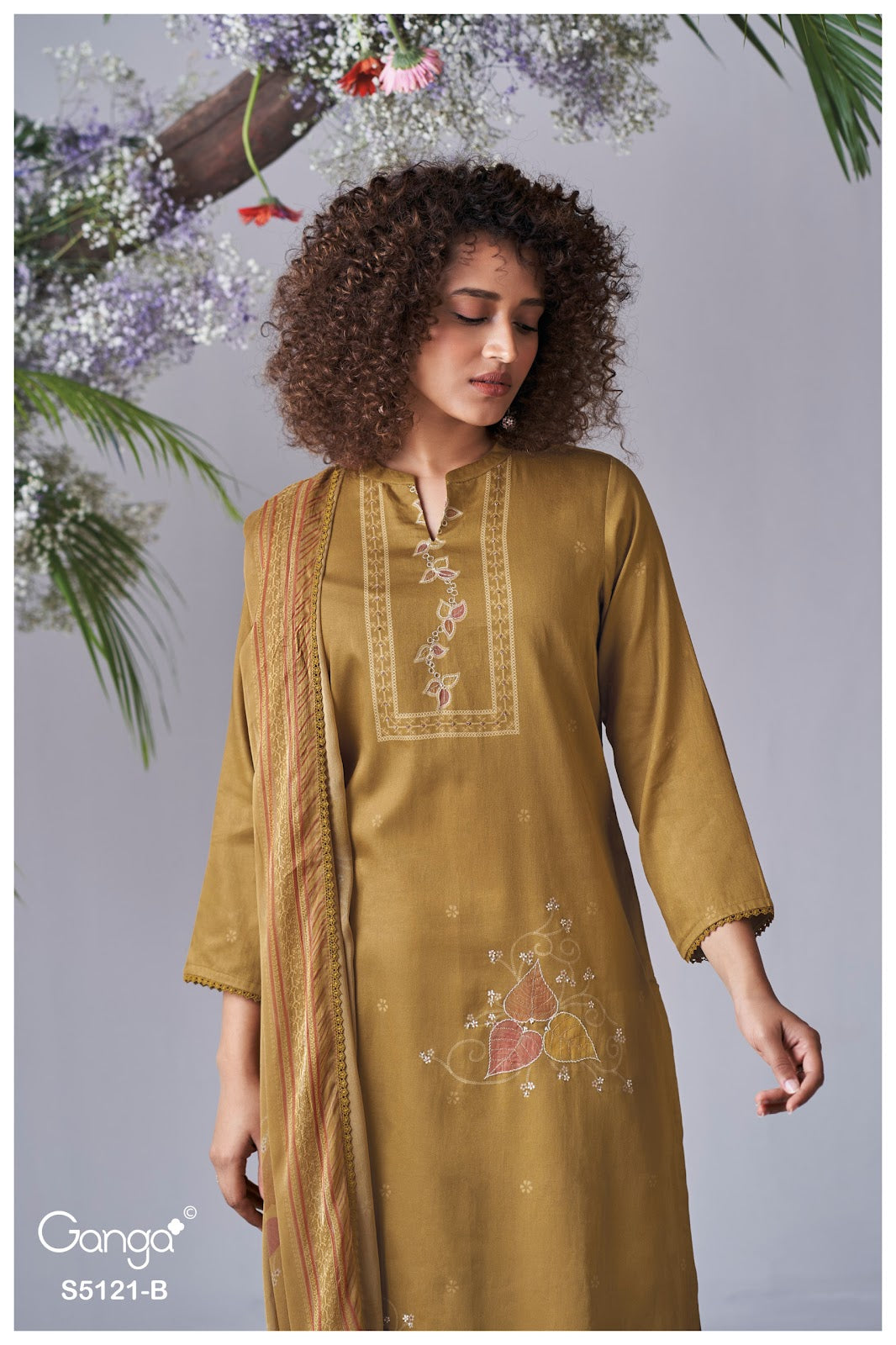 Yalini S5121 Ganga Cotton Satin Pant Style Suits Supplier Ahmedabad