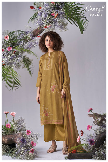 Yalini S5121 Ganga Cotton Satin Pant Style Suits Supplier Ahmedabad