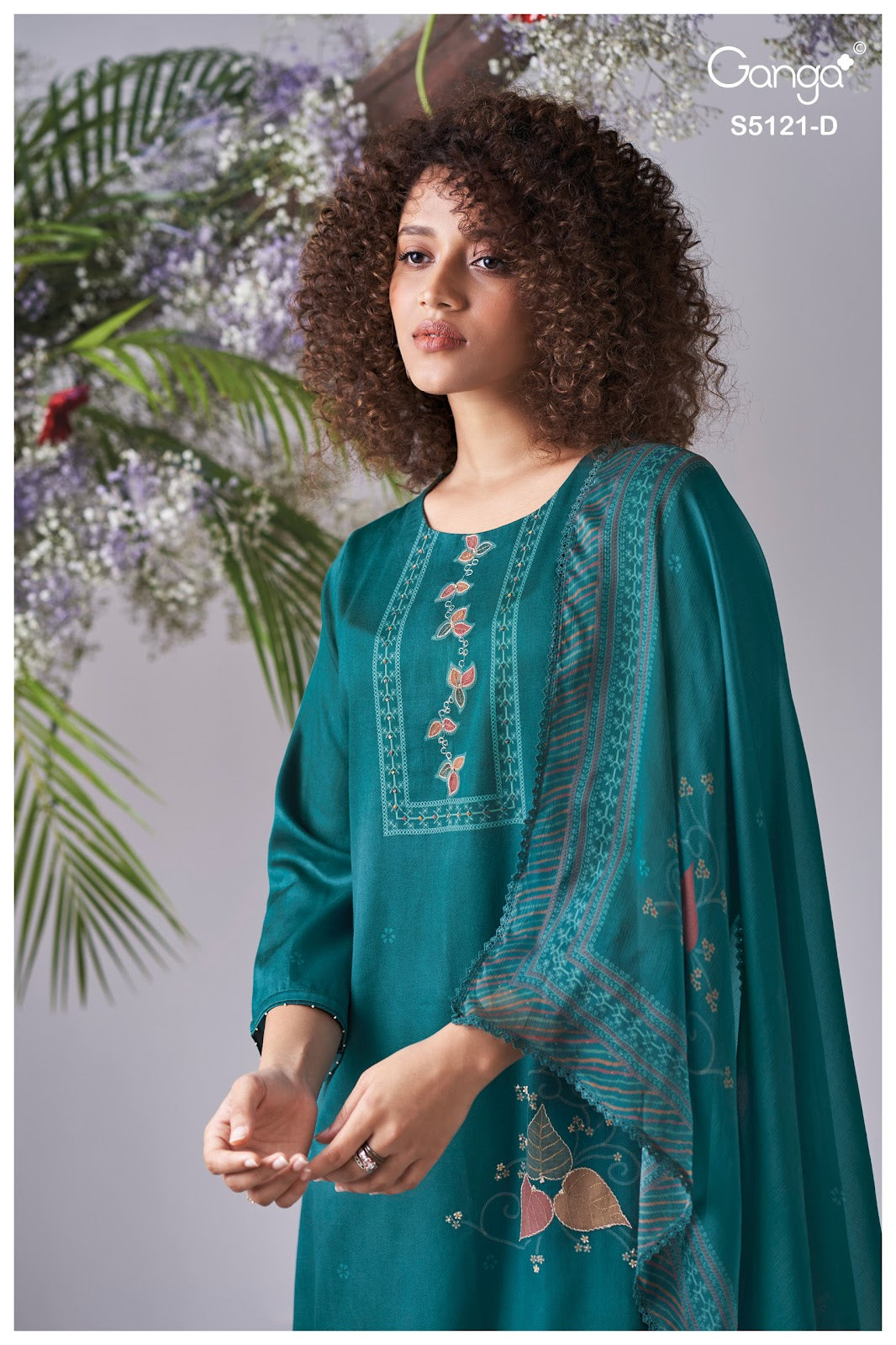 Yalini S5121 Ganga Cotton Satin Pant Style Suits Supplier Ahmedabad