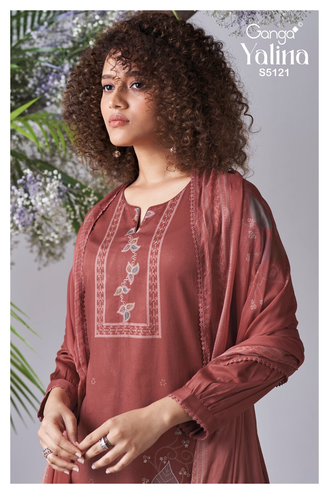 Yalini S5121 Ganga Cotton Satin Pant Style Suits Supplier Ahmedabad