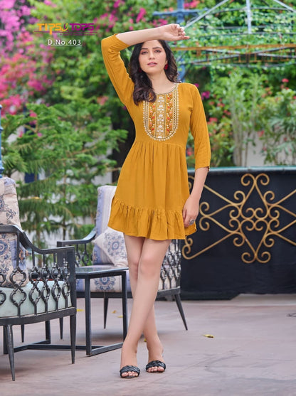 Yami Vol 4 Tips Tops Heavy Rayon Designer Long Top Wholesaler Gujarat
