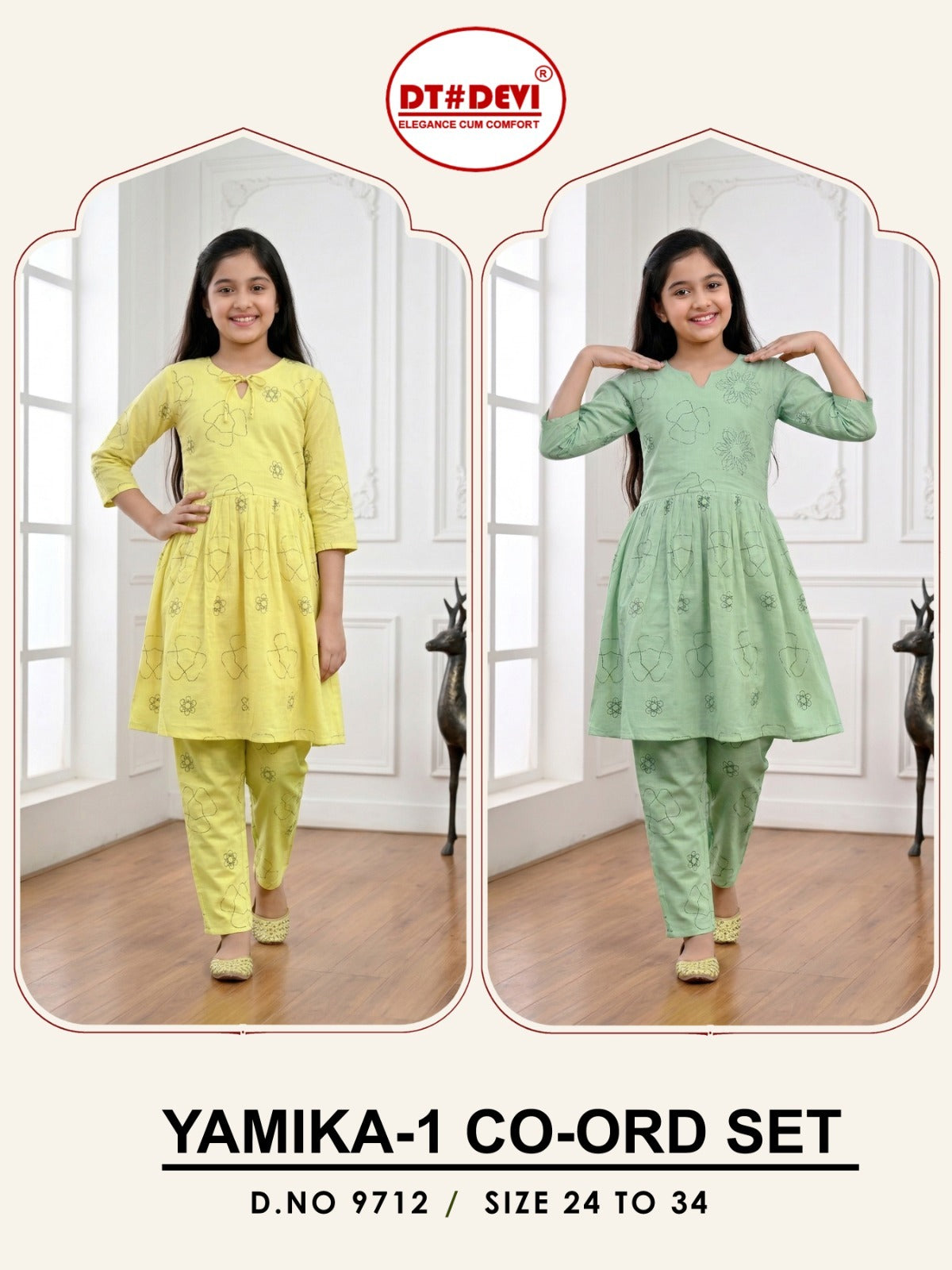 Yamika 1 Dn 9712 Dt Devi Vetican Girls Co Ord Set Wholesaler Gujarat