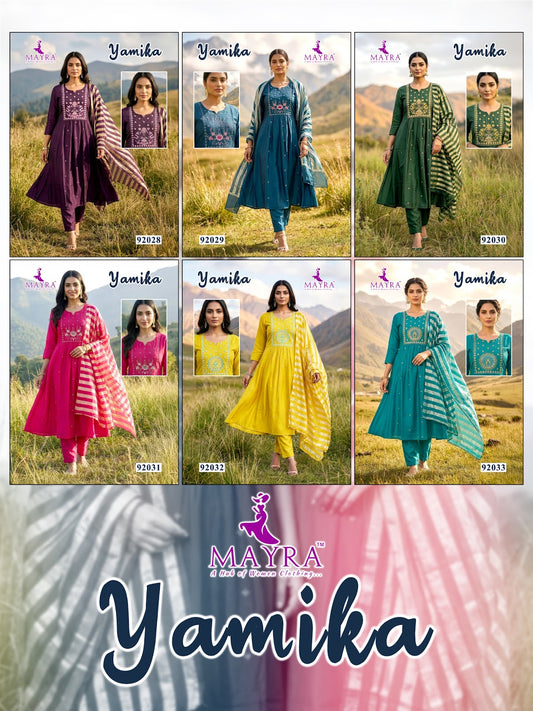 Yamika Mayra Chanderi Readymade Anarkali Suits Wholesaler
