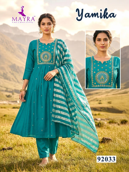 Yamika Mayra Chanderi Readymade Anarkali Suits Wholesaler