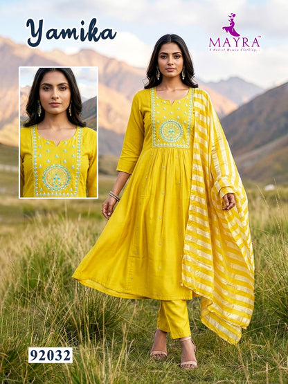Yamika Mayra Chanderi Readymade Anarkali Suits Wholesaler
