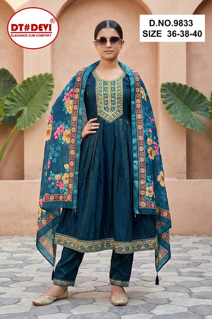 Yamini 1 Dn 9833 Dt Devi Roman Shimmer Girls Readymade Pant Suits Wholesaler Gujarat