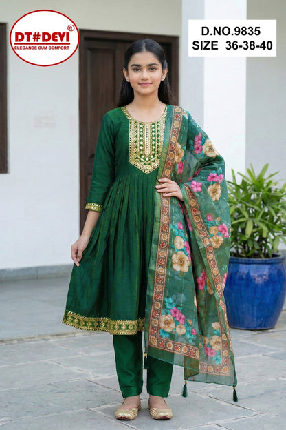 Yamini 2 Dn 9835 Dt Devi Roman Shimmer Girls Readymade Pant Suits Exporter Gujarat