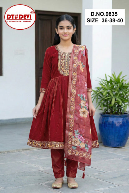 Yamini 2 Dn 9835 Dt Devi Roman Shimmer Girls Readymade Pant Suits Exporter Gujarat