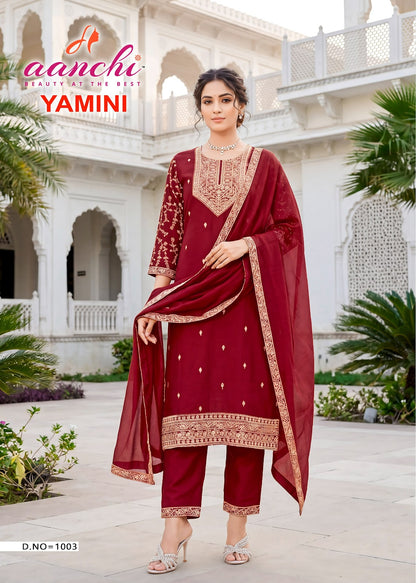 Yamini Aanchi Rangoli Crush Readymade Pant Style Suits Supplier