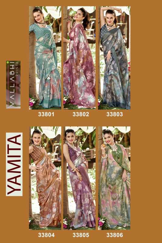 Yamita Vallabhi Prints Chiffon Sarees Wholesaler India
