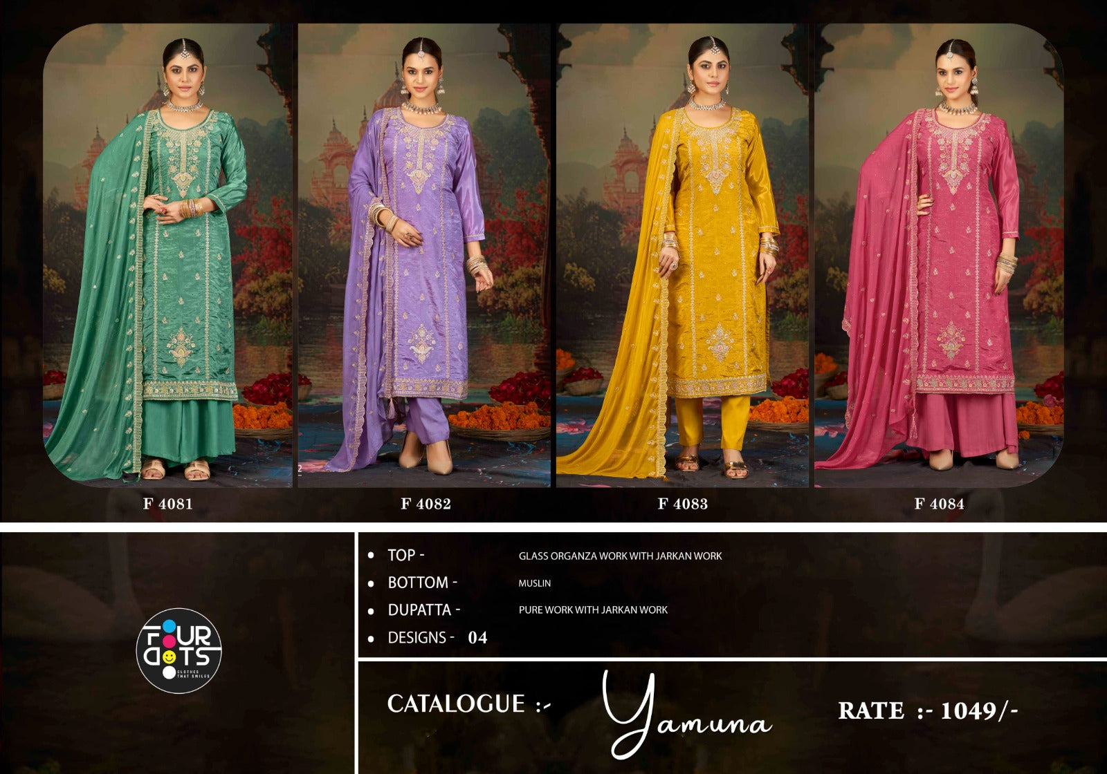 Yamuna Four Dots Organza Pant Style Suits Manufacturer Ahmedabad