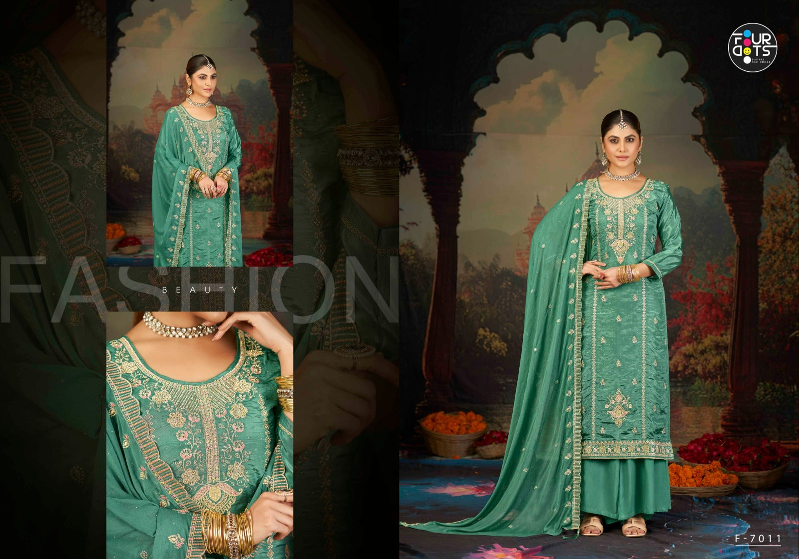 Yamuna Four Dots Organza Pant Style Suits Manufacturer Ahmedabad