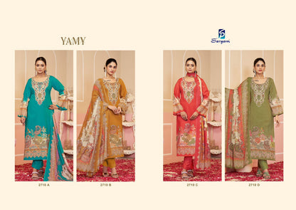 Yamy Sargam Prints Pure Lawn Pant Style Suits Supplier India