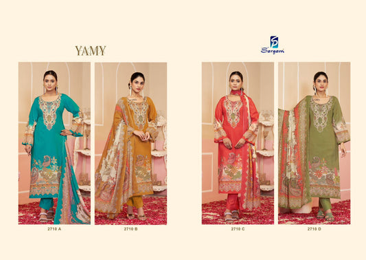 Yamy Sargam Prints Pure Lawn Pant Style Suits Supplier India