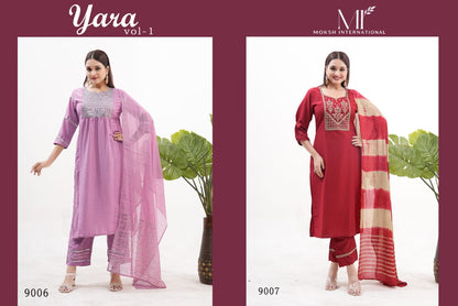 Yara Vol 1 9006-9007 Moksh Silk Readymade Suits Exporter