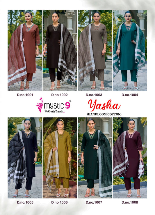 Yasha Vol 1 Mystic 9 Handloom Readymade Pant Style Suits Exporter