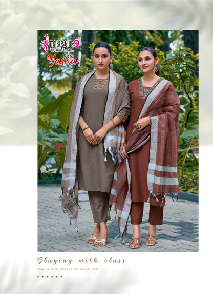 Yasha Vol 1 Mystic 9 Handloom Readymade Pant Style Suits Exporter