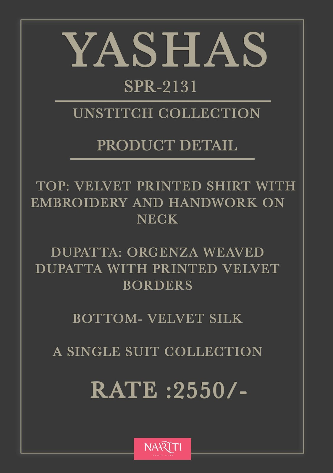 Yashas Naariti Velvet Suits Exporter Ahmedabad