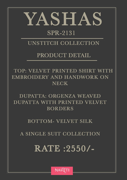 Yashas Naariti Velvet Suits Exporter Ahmedabad