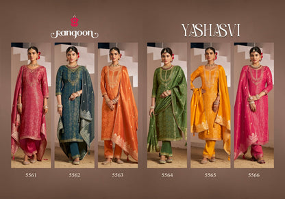 Yashasvi Rangoon Simmer Jacquard Readymade Pant Style Suits Wholesale Price