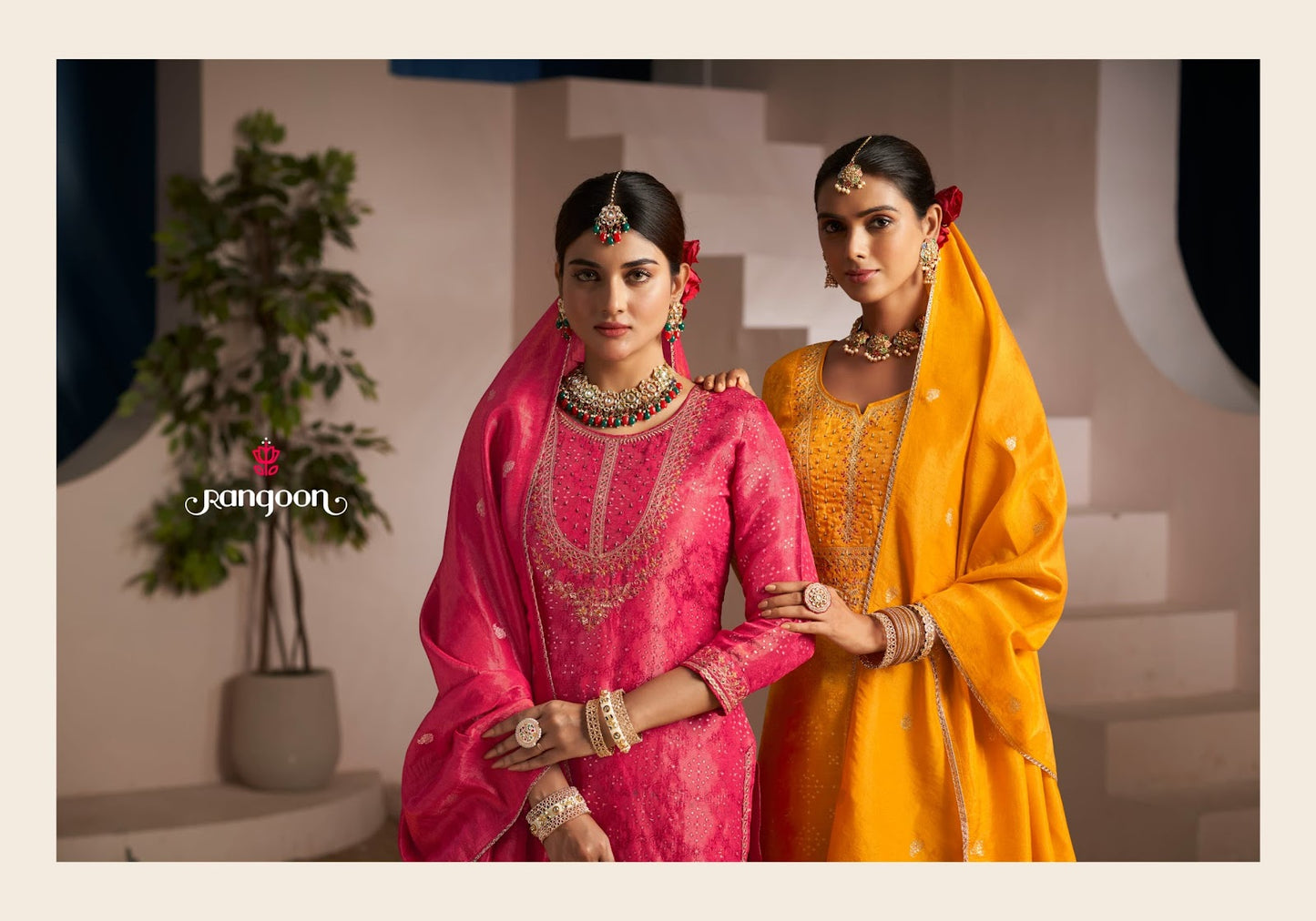 Yashasvi Rangoon Simmer Jacquard Readymade Pant Style Suits Wholesale Price