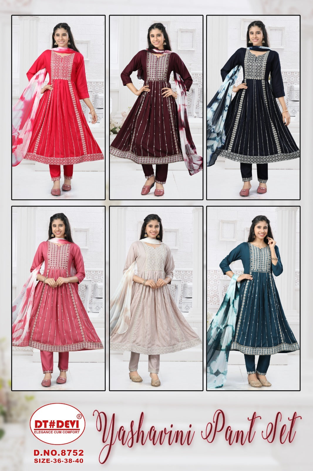 Yashavini 8752 Dt Devi Rayon Girls Readymade Pant Suits Wholesaler India
