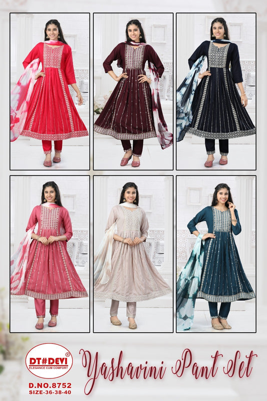 Yashavini 8752 Dt Devi Rayon Girls Readymade Pant Suits Wholesaler India