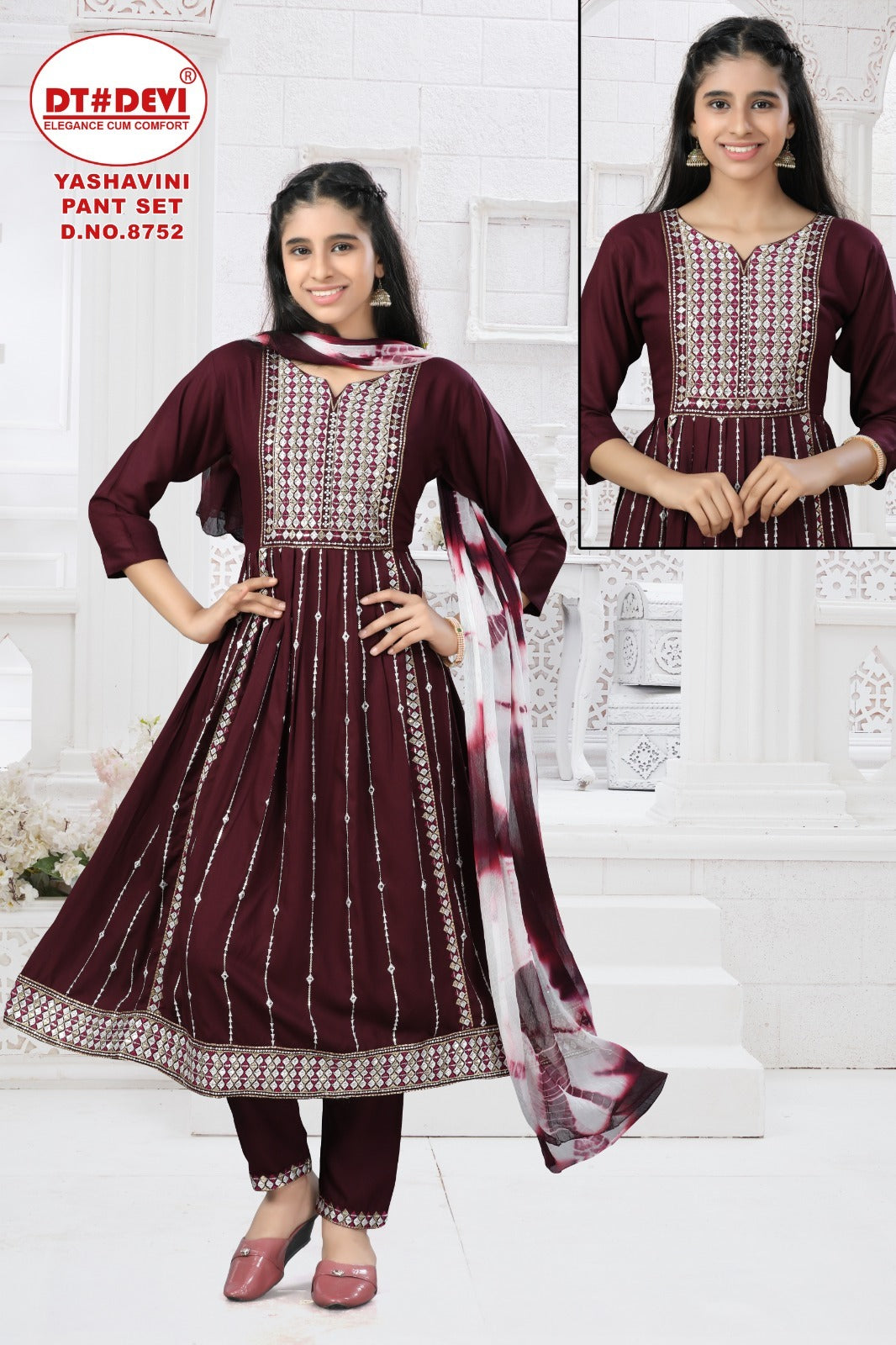 Yashavini 8752 Dt Devi Rayon Girls Readymade Pant Suits Wholesaler India