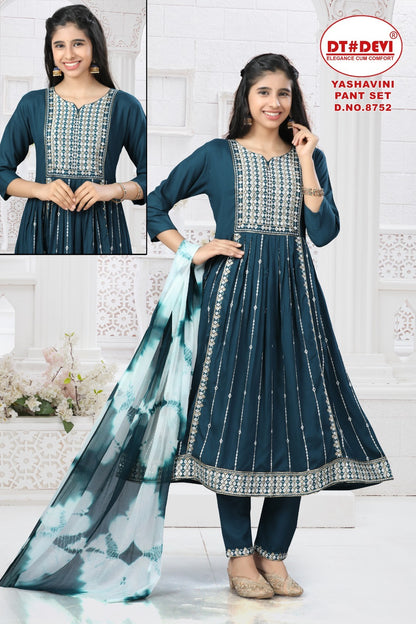 Yashavini 8752 Dt Devi Rayon Girls Readymade Pant Suits Wholesaler India