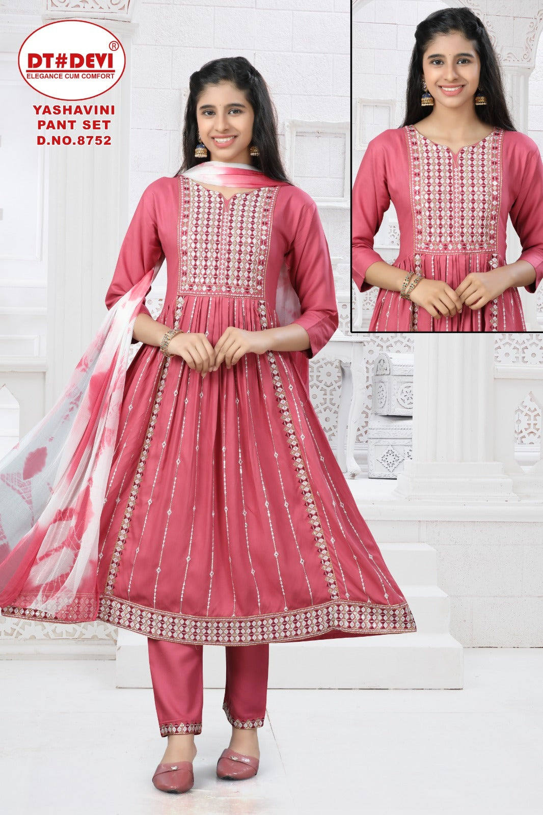 Yashavini 8752 Dt Devi Rayon Girls Readymade Pant Suits Wholesaler India